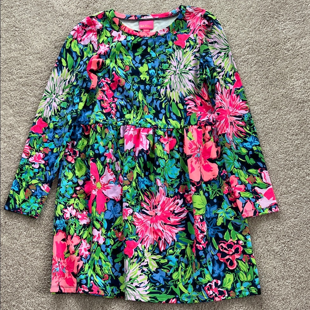 Lilly Pulitzer Floral Kids Dress in Pink and Blue